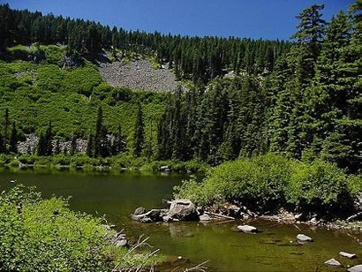 Green Point Ridge rises above North Lake
