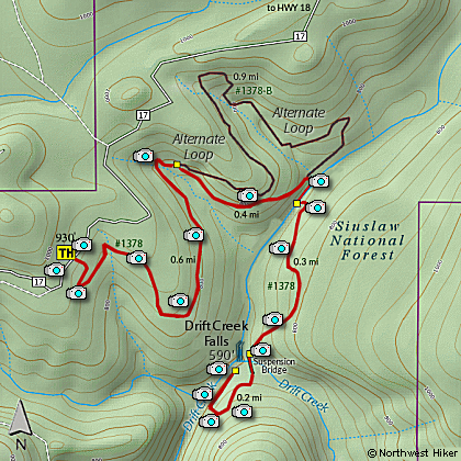 Map of Drift Creek Falls Hike