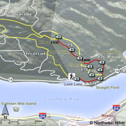 Coyote Wall Hike map