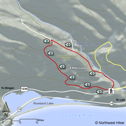 Catherine Creek West Hike map