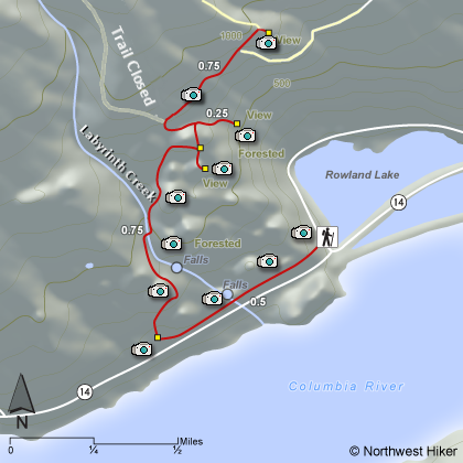 Coyote Wall - Labyrinth Hike map